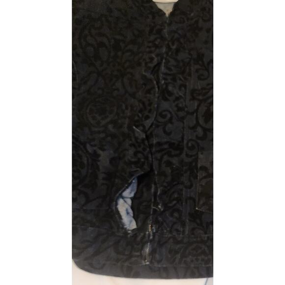 Tantrum Black Brocade Ruffled Front Denim Zipper Jacket XL-Statement piece - Picture 7 of 10